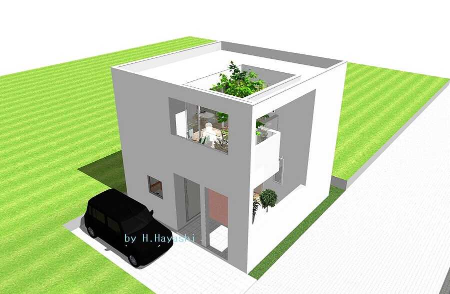 ２階に小庭のある最小住宅